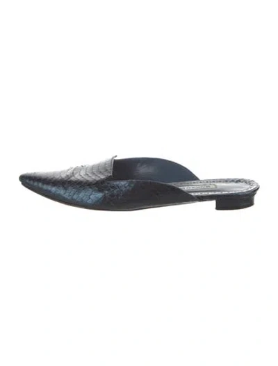 Pre-owned Manolo Blahnik Leather Mules In Blue