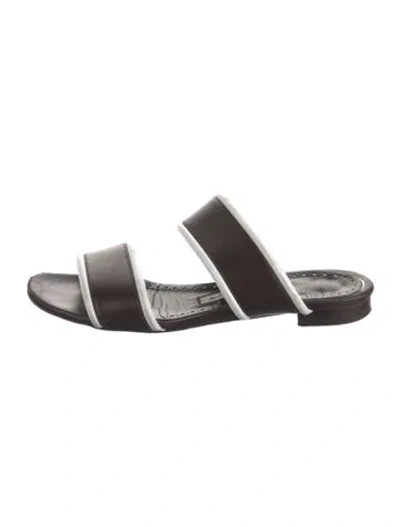 Pre-owned Manolo Blahnik Leather Mules In Brown