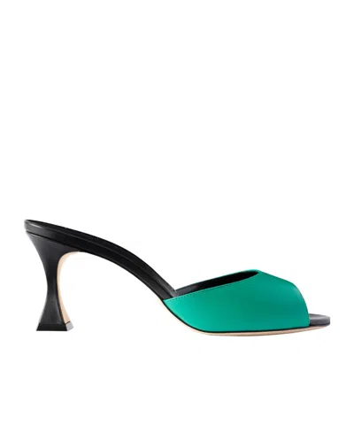 Manolo Blahnik Jadaron 70 Leather Mules In Green