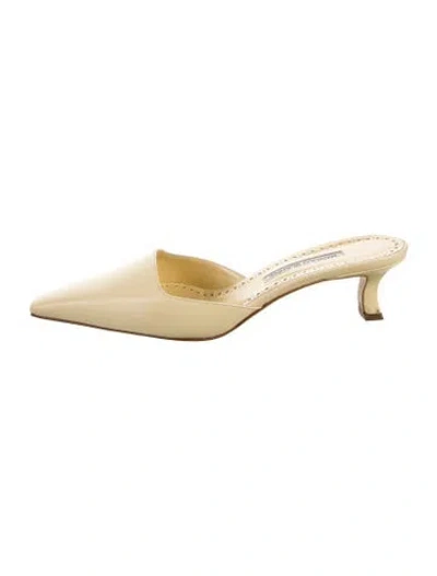 Pre-owned Manolo Blahnik Leather Mules In Neutral