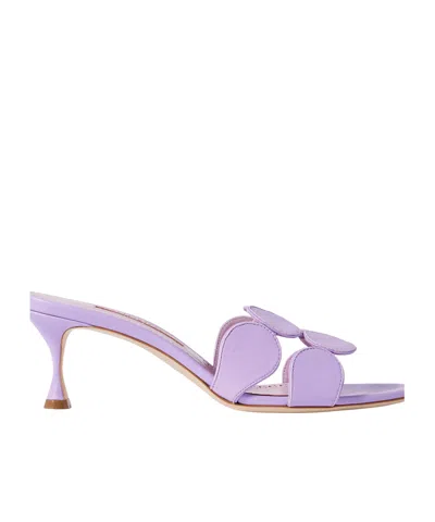 Manolo Blahnik Haribalmu 50 Leather Mules In Purple