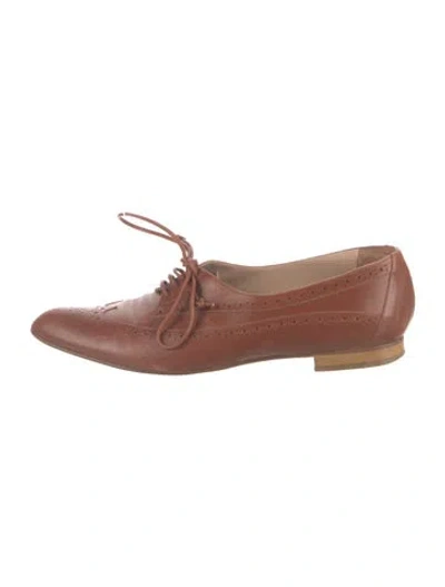 Pre-owned Manolo Blahnik Leather Oxfords In Brown