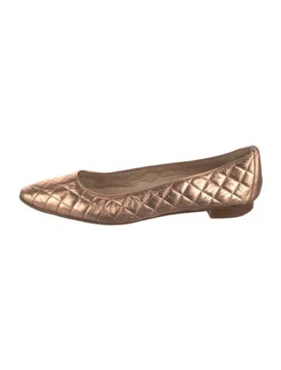 Pre-owned Manolo Blahnik Leather Plaid Print Ballet Flats In Pink