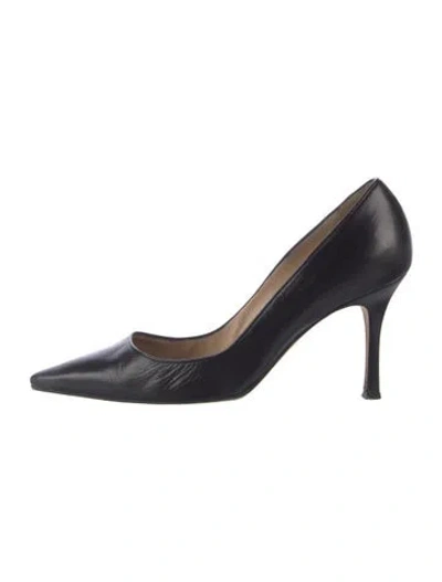 Pre-owned Manolo Blahnik Leather Pumps In Black