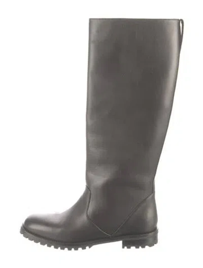 Pre-owned Manolo Blahnik Leather Rain Boots In Black
