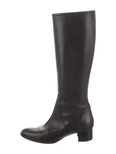 Pre-owned Manolo Blahnik Leather Riding Boots In Black