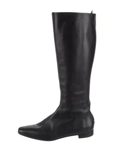 Pre-owned Manolo Blahnik Leather Riding Boots In Black