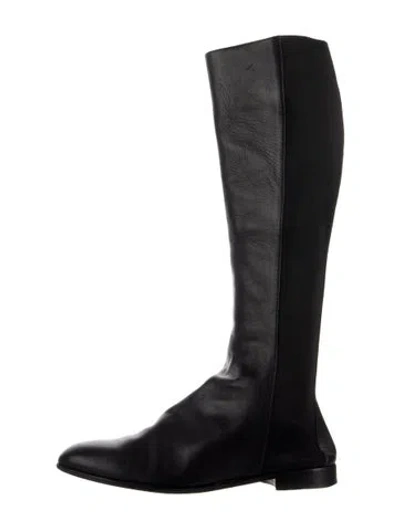 Pre-owned Manolo Blahnik Leather Riding Boots In Black