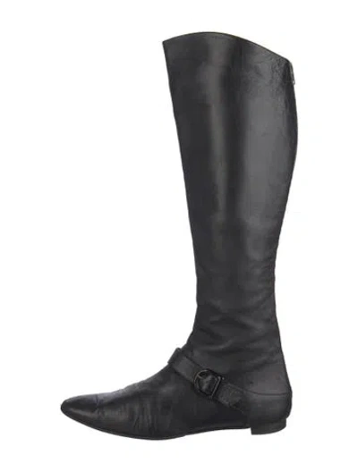 Pre-owned Manolo Blahnik Leather Riding Boots In Black