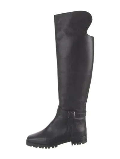 Pre-owned Manolo Blahnik Leather Riding Boots In Black