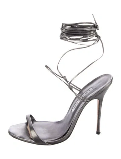 Pre-owned Manolo Blahnik Leather Sandals In Black