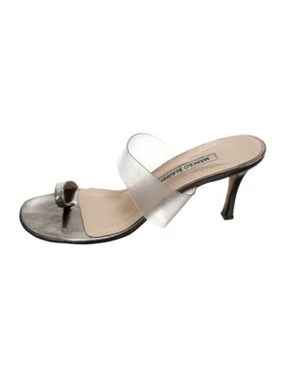 Pre-owned Manolo Blahnik Leather Sandals In Black