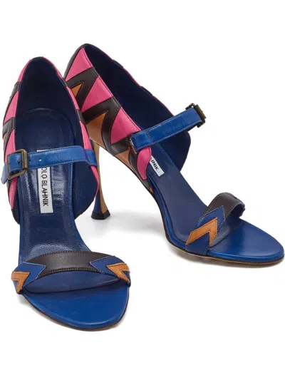 Pre-owned Manolo Blahnik Leather Sandals In Blue