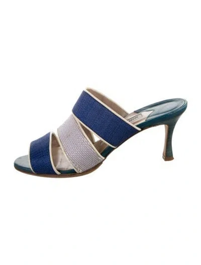Pre-owned Manolo Blahnik Leather Sandals In Blue