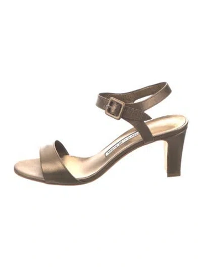 Pre-owned Manolo Blahnik Leather Sandals In Gold