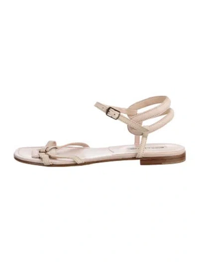 Pre-owned Manolo Blahnik Leather Sandals In Pink