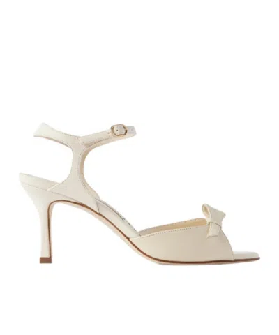 Manolo Blahnik Leather Sandals In White