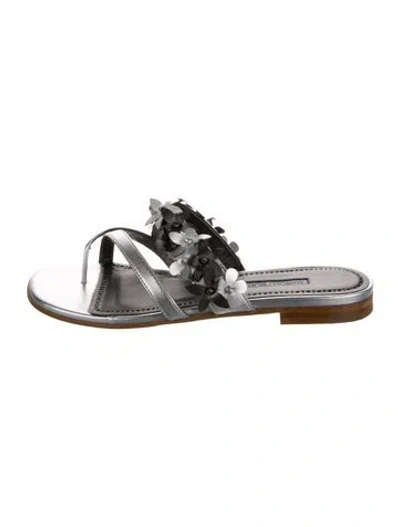 Pre-owned Manolo Blahnik Leather Slides In Black