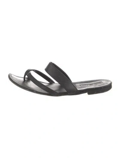 Pre-owned Manolo Blahnik Leather Slides In Black
