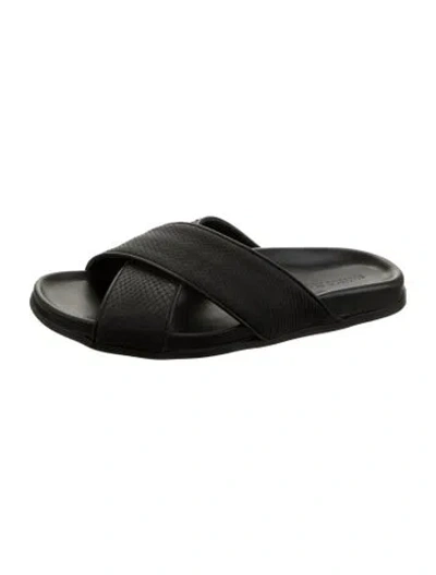 Pre-owned Manolo Blahnik Leather Slides In Black