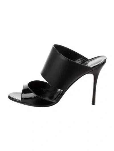 Pre-owned Manolo Blahnik Leather Slides In Black