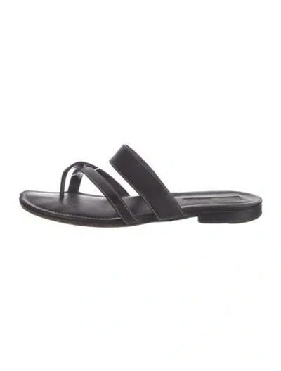 Pre-owned Manolo Blahnik Leather Slides In Black