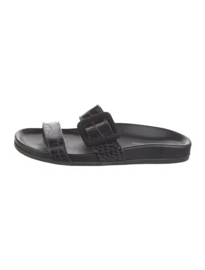 Pre-owned Manolo Blahnik Leather Slides In Black