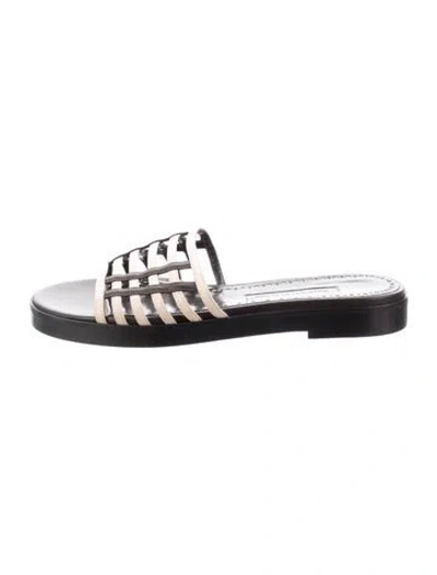 Pre-owned Manolo Blahnik Leather Slides In Black