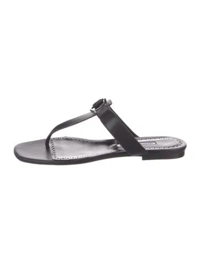 Pre-owned Manolo Blahnik Leather Slides In Black