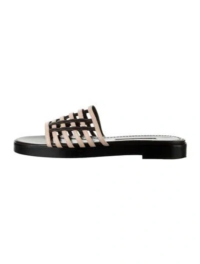 Pre-owned Manolo Blahnik Leather Slides In Black