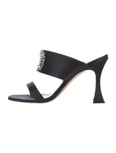 Pre-owned Manolo Blahnik Leather Slides In Blue