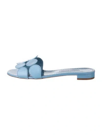 Pre-owned Manolo Blahnik Leather Slides In Blue