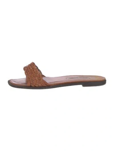 Pre-owned Manolo Blahnik Leather Slides In Brown