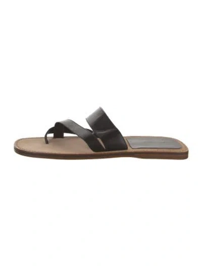 Pre-owned Manolo Blahnik Leather Slides In Brown