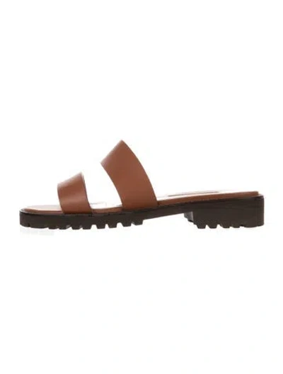 Pre-owned Manolo Blahnik Leather Slides In Brown