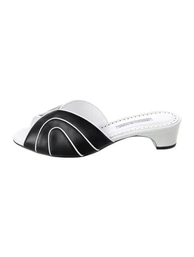 Pre-owned Manolo Blahnik Leather Slides In Multicolor