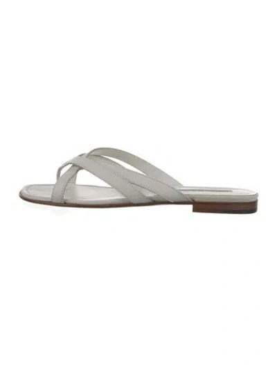 Pre-owned Manolo Blahnik Leather Slides In White