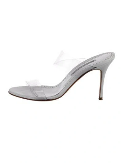 Pre-owned Manolo Blahnik Leather Slides In White