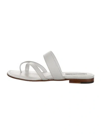 Pre-owned Manolo Blahnik Leather Slides In White