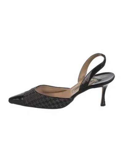 Pre-owned Manolo Blahnik Leather Slingback Pumps In Black