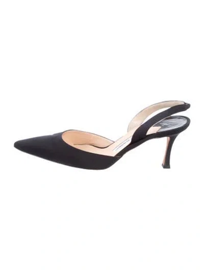 Pre-owned Manolo Blahnik Leather Slingback Pumps In Black