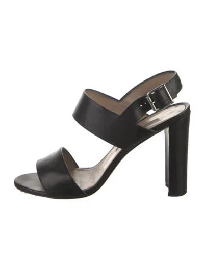 Pre-owned Manolo Blahnik Leather Slingback Sandals In Black
