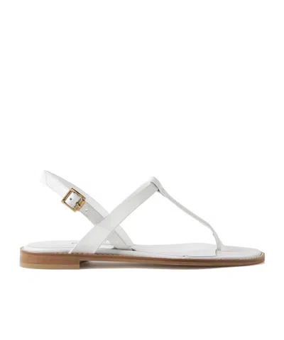 Manolo Blahnik Leather Slingback Sandals In White