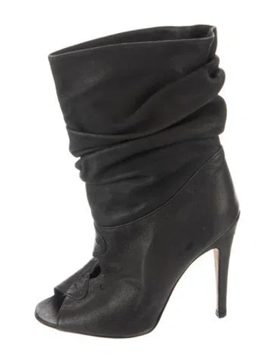 Pre-owned Manolo Blahnik Leather Slouch Boots In Black