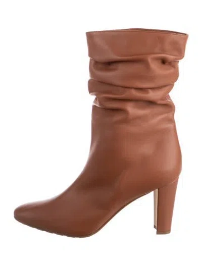 Pre-owned Manolo Blahnik Leather Slouch Boots In Brown