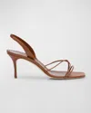 Manolo Blahnik Leather Strappy Slingback Sandals In Brown