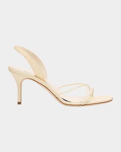 MANOLO BLAHNIK LEATHER STRAPPY SLINGBACK SANDALS