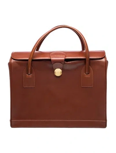 Pre-owned Manolo Blahnik Leather Top Handle Bag In Brown