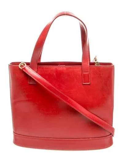 Pre-owned Manolo Blahnik Leather Top Handle Bag In Red