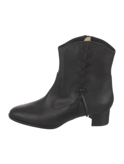 Pre-owned Manolo Blahnik Leather Western Boots In Black